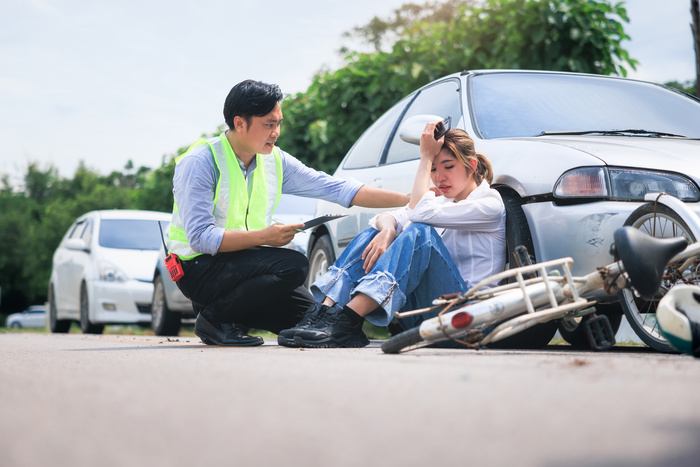 bicycle accident on road